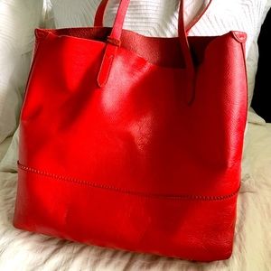 Red Leather JCrew Tote Bag